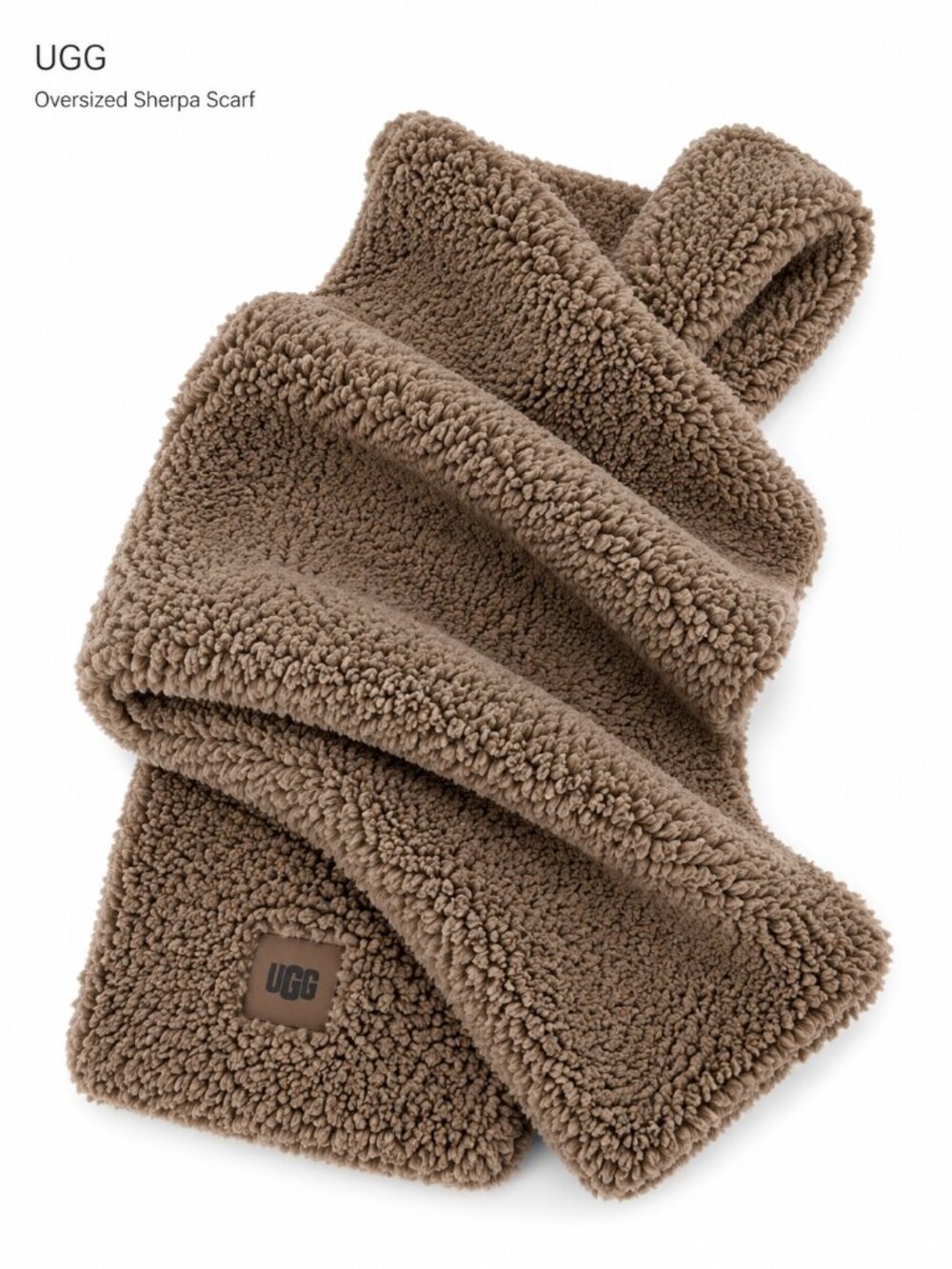 UGG Oversized Sherpa Plush Scarf Wrap Brown 103/4x78 in